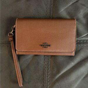Coach Tan Leather Wristlet/Wallet